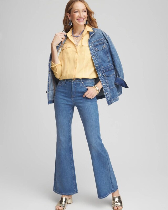 Split Cuff Denim Pocket Shirt - image 2